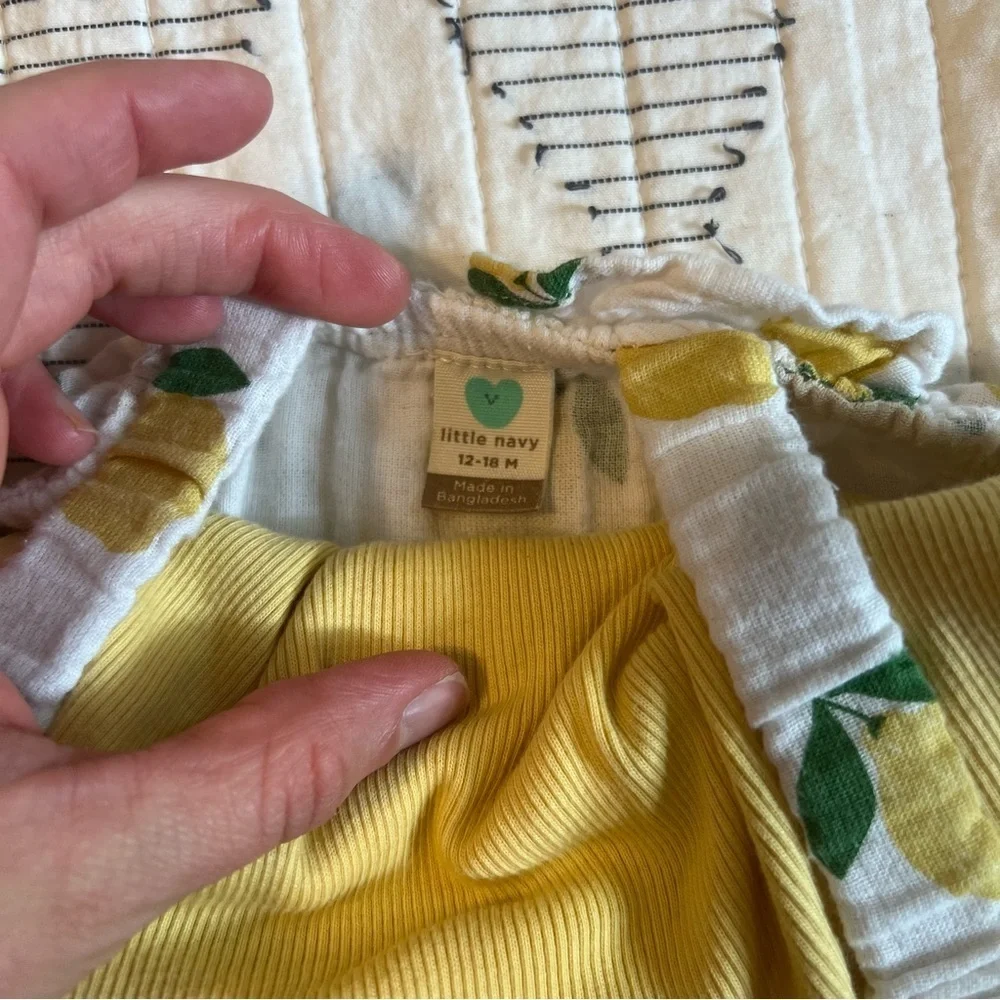 Old Navy Yellow Lemon Print Baby Romper
